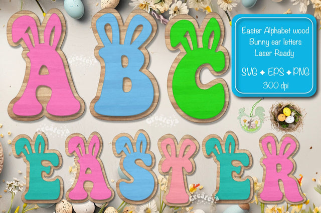Easter Alphabet svg Alphabet laser cut Alphabet letters Layered alphabet svg SVG Createya Design 