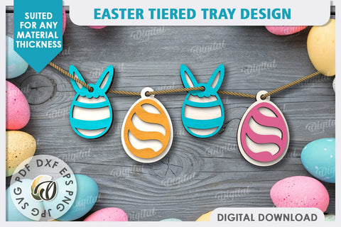 Easter Banner Decor SVG. Easter Tiered Tray Laser Cut SVG Evgenyia Guschina 
