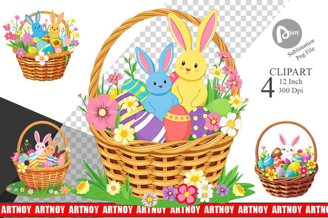 Easter Basket Clipart Sublimation artnoy 