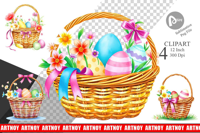 Easter Basket Clipart Sublimation artnoy 