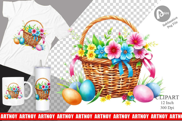 Easter Basket Clipart Sublimation artnoy 