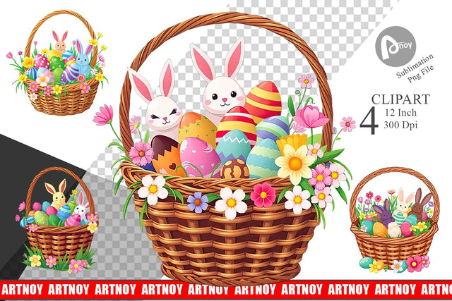 Easter Basket Clipart Sublimation artnoy 