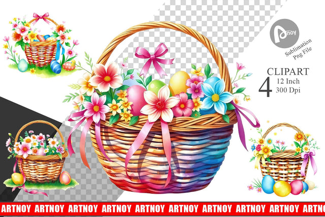 Easter Basket Clipart Sublimation artnoy 