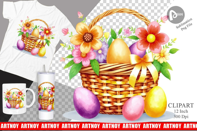 Easter Basket Clipart Sublimation artnoy 
