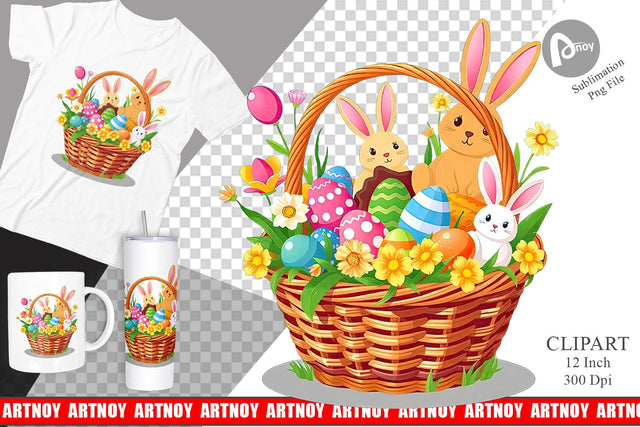 Easter Basket Clipart Sublimation artnoy 