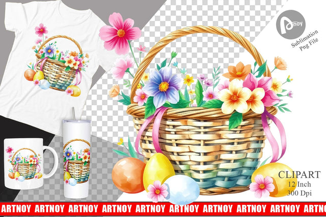 Easter Basket Clipart Sublimation artnoy 