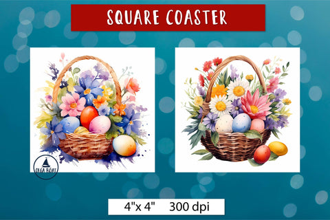 Easter basket coaster | Easter sublimation designs Sublimation Olga Boat Design 