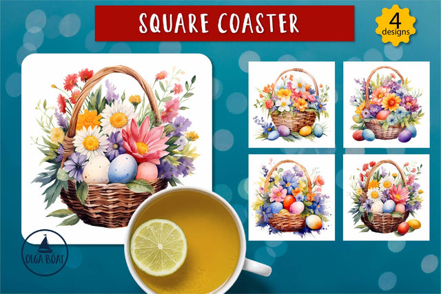 Easter basket coaster | Easter sublimation designs Sublimation Olga Boat Design 