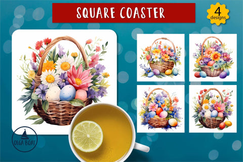 Easter basket coaster | Easter sublimation designs Sublimation Olga Boat Design 