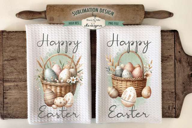 Easter Basket Easter Egg Sublimation Design for Kitchen Towels Sublimation Ewe-N-Me Designs 