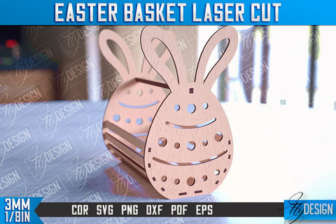 Easter Basket Laser Cut | Happy Easter Egg Basket | CNC File SVG Fly Design 