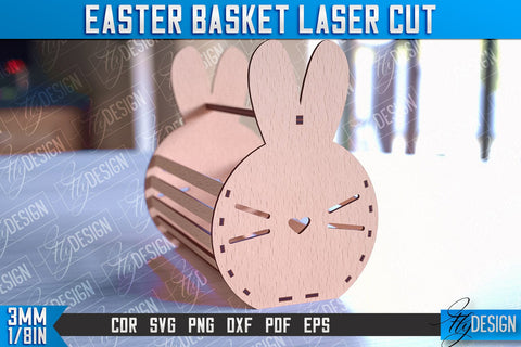 Easter Basket Laser Cut | Happy Easter Egg Basket | CNC File SVG Fly Design 