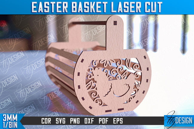 Easter Basket Laser Cut | Happy Easter Egg Basket | CNC File SVG Fly Design 