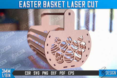 Easter Basket Laser Cut | Happy Easter Egg Basket | CNC File SVG Fly Design 