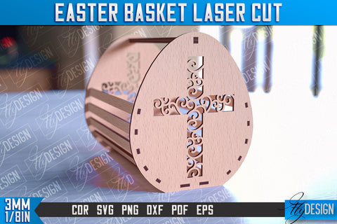 Easter Basket Laser Cut | Happy Easter Egg Basket | CNC File SVG Fly Design 