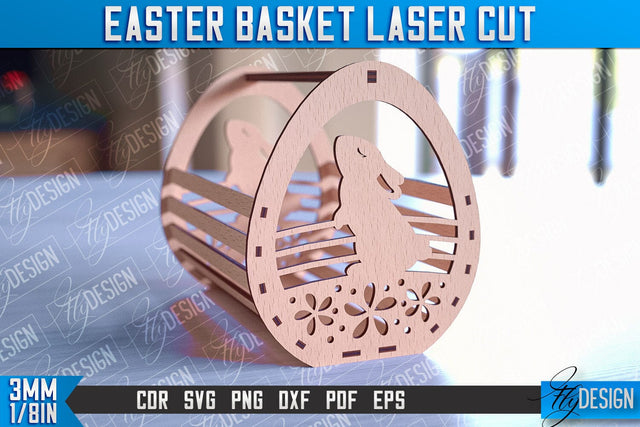 Easter Basket Laser Cut | Happy Easter Egg Basket | CNC File SVG Fly Design 