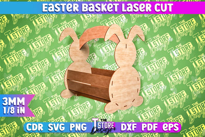 Easter Basket Laser Cut | Happy Easter Egg Basket | CNC File SVG The T Store Design 