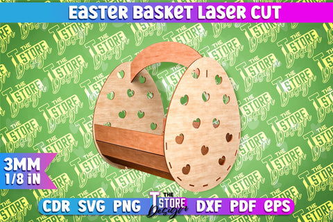 Easter Basket Laser Cut | Happy Easter Egg Basket | CNC File SVG The T Store Design 