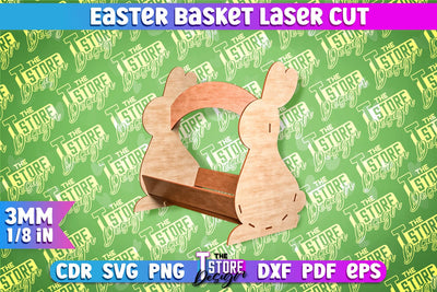 Easter Basket Laser Cut | Happy Easter Egg Basket | CNC File SVG The T Store Design 