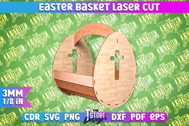Easter Basket Laser Cut | Happy Easter Egg Basket | CNC File SVG The T Store Design 