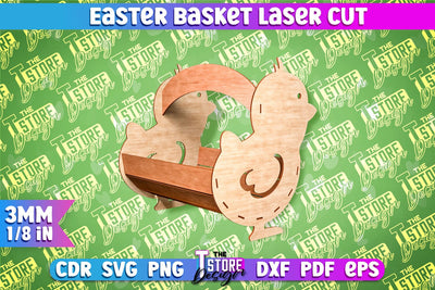 Easter Basket Laser Cut | Happy Easter Egg Basket | CNC File SVG The T Store Design 