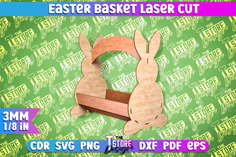 Easter Basket Laser Cut | Happy Easter Egg Basket | CNC File SVG The T Store Design 