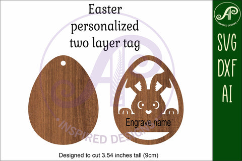 Easter basket name tag SVG laser cut, instant download SVG APInspireddesigns 