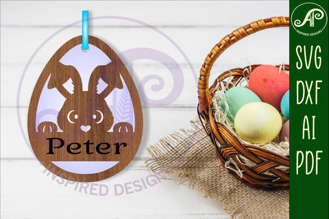 Easter basket name tag SVG laser cut, instant download SVG APInspireddesigns 