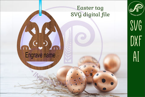 Easter basket name tag SVG laser cut, instant download SVG APInspireddesigns 