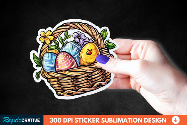 Easter Basket Sticker Clipart Sublimation Regulrcrative 