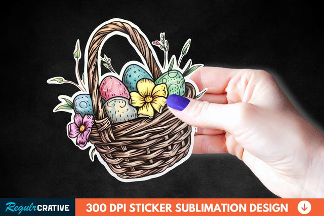 Easter Basket Sticker Clipart Sublimation Regulrcrative 