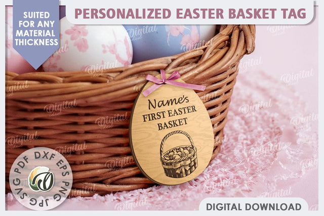 Easter Basket Tag Laser Cut. 3D Easter Egg SVG SVG Evgenyia Guschina 