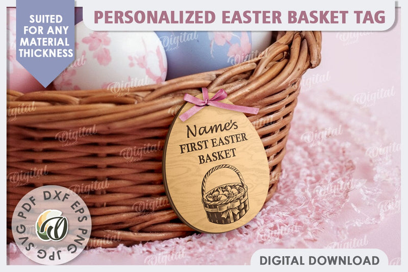 Easter Basket Tag Laser Cut. 3D Easter Egg SVG SVG Evgenyia Guschina 