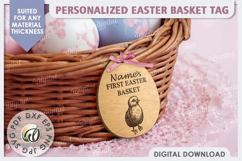 Easter Basket Tag Laser Cut. Personalised Easter Tag SVG SVG Evgenyia Guschina 