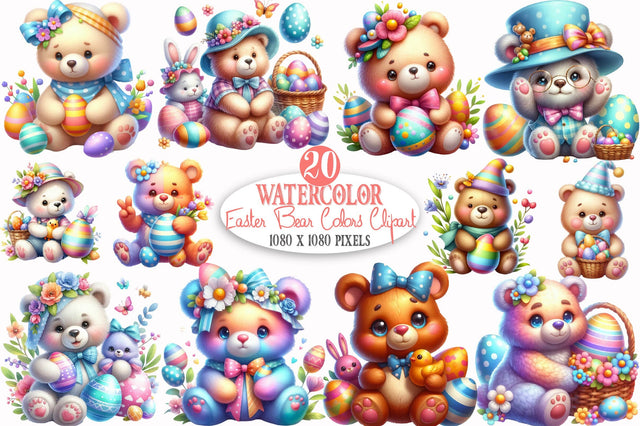 Easter Bear Colors Clipart Sublimation SVGista 