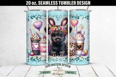 Easter Black Highland Cow Coffee Cups 20 oz Seamless Tumbler Sublimation Ewe-N-Me Designs 