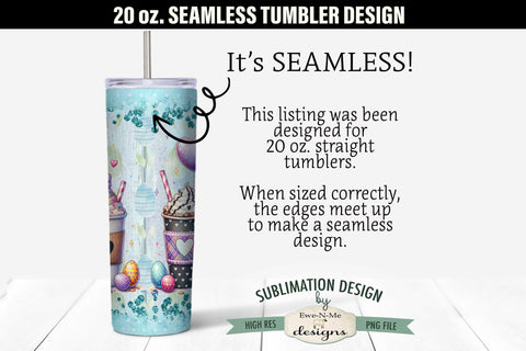 Easter Black Highland Cow Coffee Cups 20 oz Seamless Tumbler Sublimation Ewe-N-Me Designs 