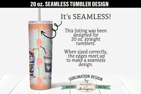 Easter Black Highland Cow with Coffee 20 oz Seamless Tumbler Sublimation Ewe-N-Me Designs 