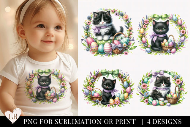 Easter Black Kitten Sublimation Bundle Sublimation BijouBay 