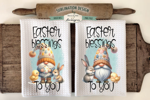 Easter Blessings Gnome Kitchen Towel Sublimation Designs | Easter Dish Towel Designs Sublimation Ewe-N-Me Designs 