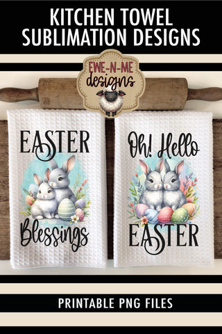 Easter Blessings Hello Easter Bunnies | Towel Sublimation Sublimation Ewe-N-Me Designs 