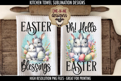 Easter Blessings Hello Easter Bunnies | Towel Sublimation Sublimation Ewe-N-Me Designs 