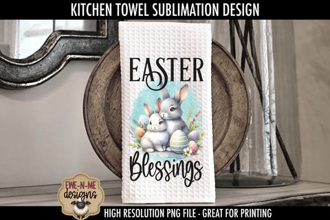 Easter Blessings Hello Easter Bunnies | Towel Sublimation Sublimation Ewe-N-Me Designs 