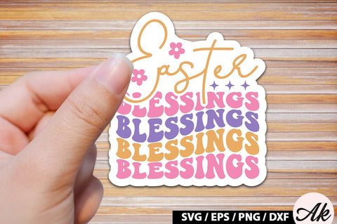 Easter blessings Retro Sticker SVG akazaddesign 