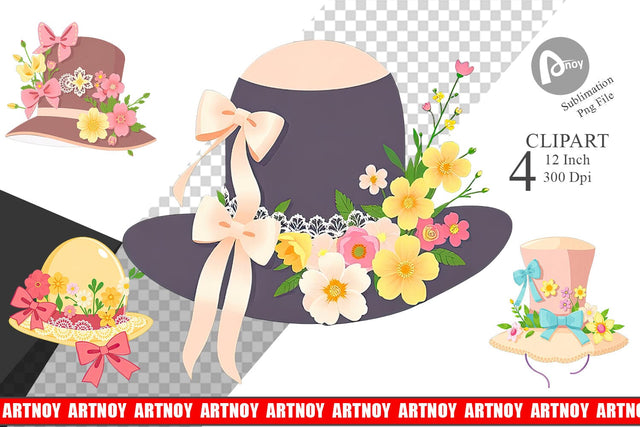 Easter Bonnet Clipart Sublimation artnoy 