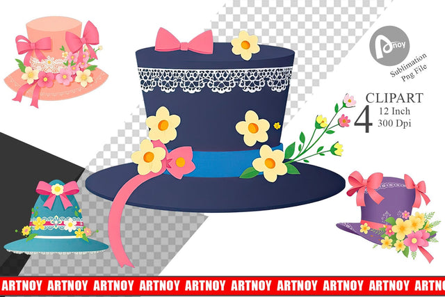 Easter Bonnet Clipart Sublimation artnoy 