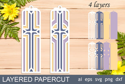 Easter bookmark with christian cross svg, 3d Layered papercut template SVG AnastasiyaArtDesign 
