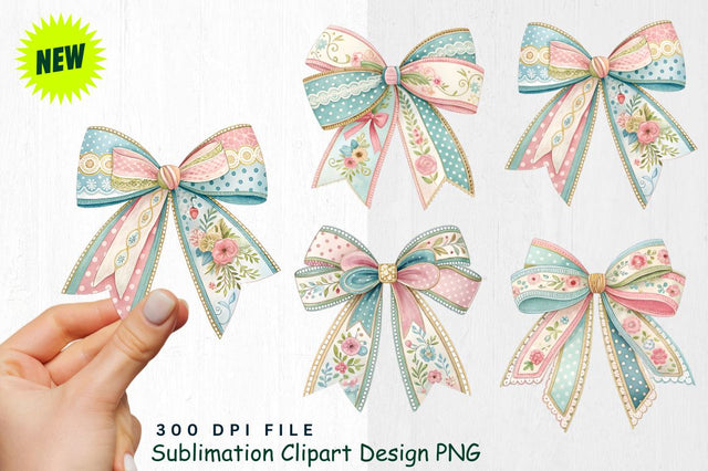 Easter Bows Clipart PNG Sublimation Regulrcrative 