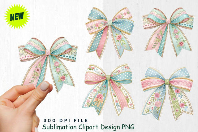 Easter Bows Clipart PNG Sublimation Regulrcrative 
