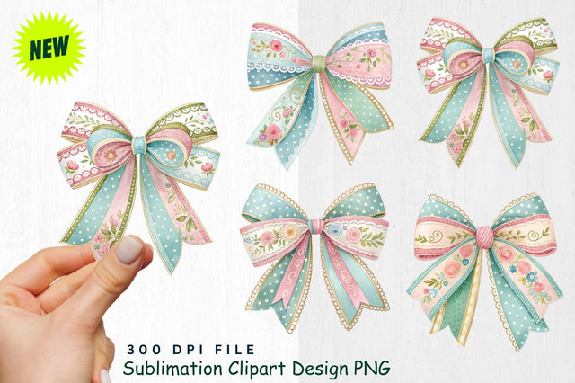 Easter Bows Clipart PNG Sublimation Regulrcrative 